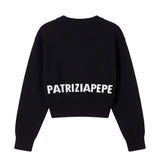 Patrizia Pepe Kids Maglioncino Nero con Ricami Bianco per BAmbine