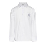 John Richmond Kids Camicia Bianco con Logo Ricamato e Ricamo sul Retro per Bambini