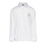John Richmond Kids Camicia Bianco con Logo Ricamato e Ricamo sul Retro per Bambini