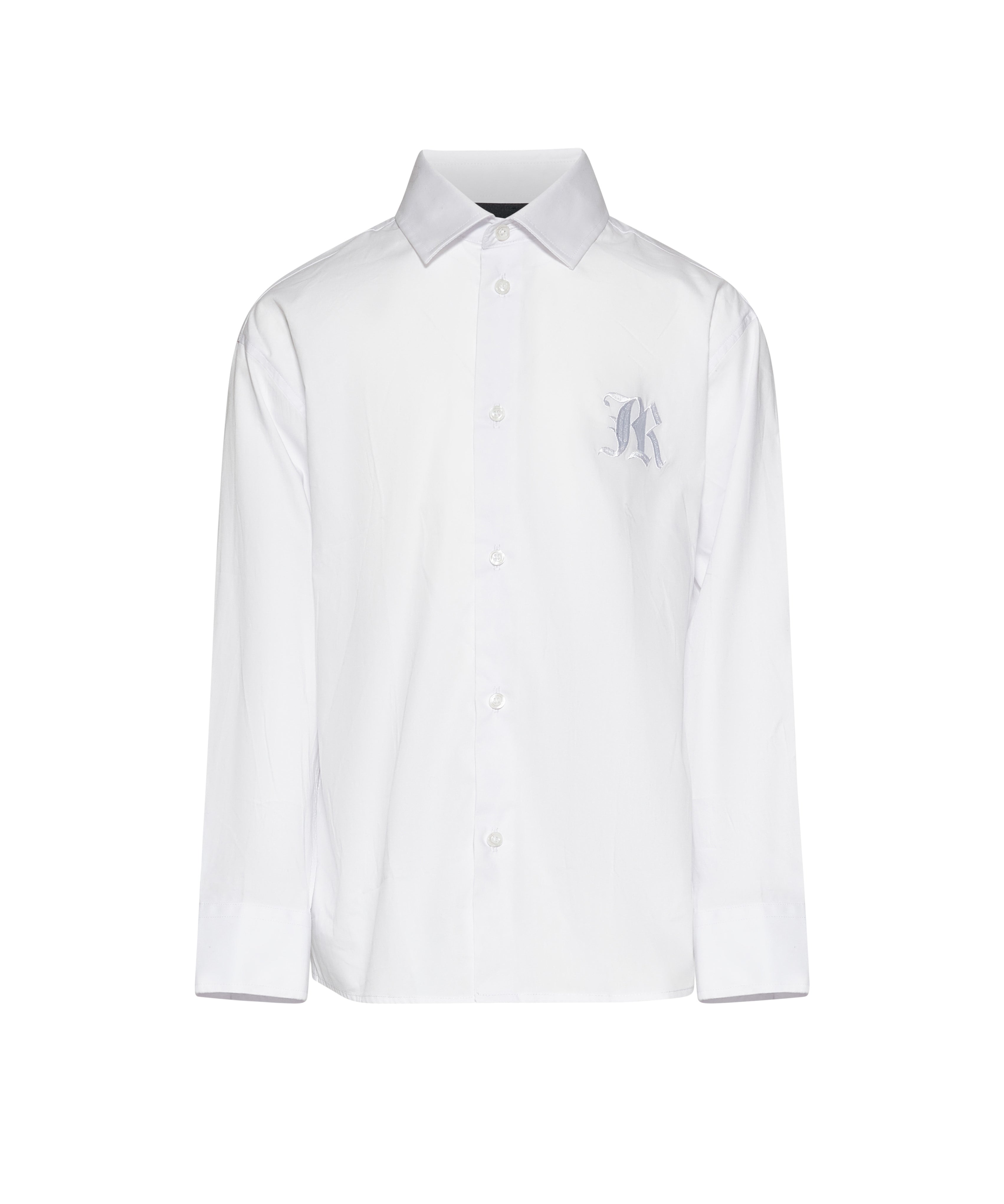John Richmond Kids Camicia Bianco con Logo Ricamato e Ricamo sul Retro per Bambini