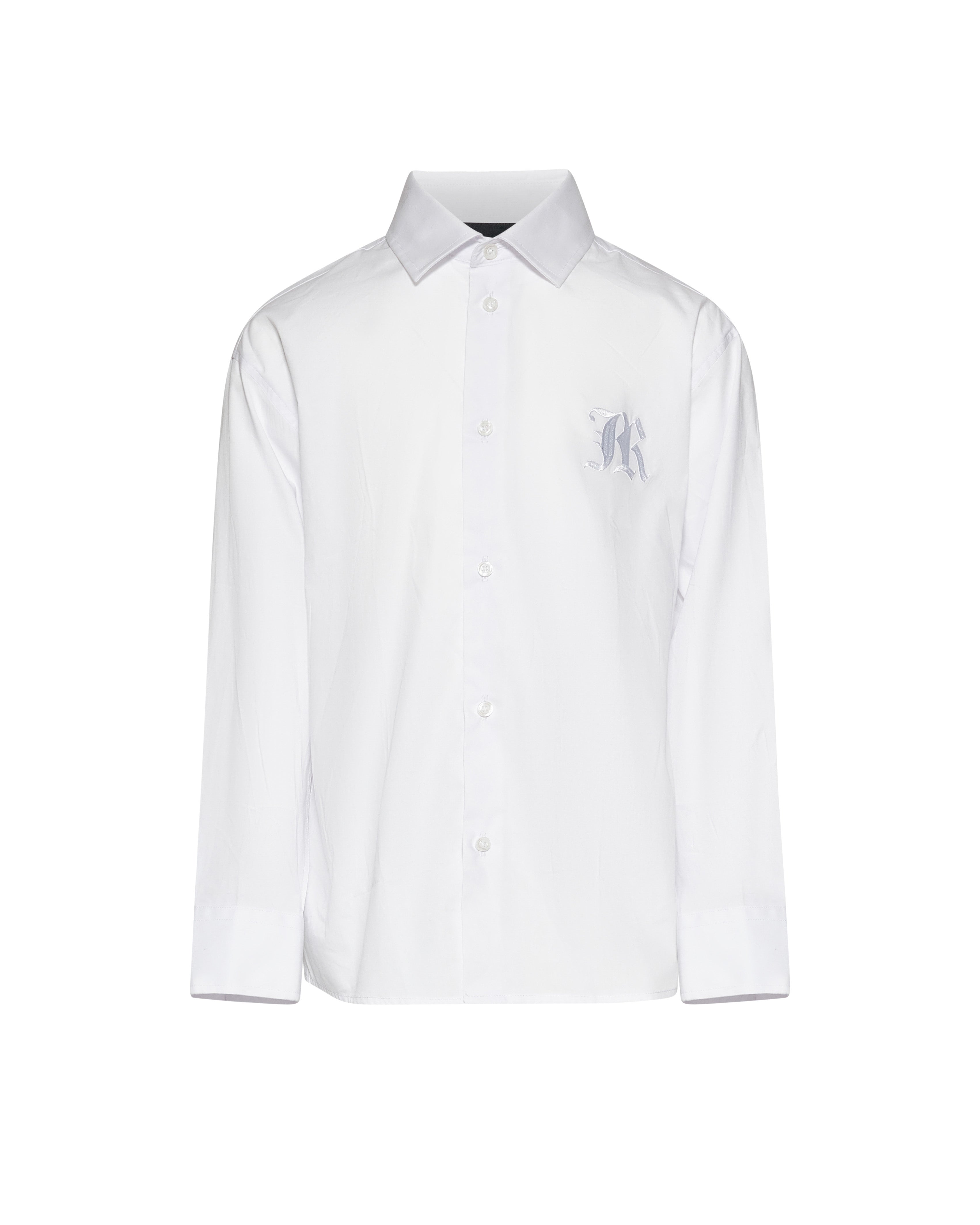 John Richmond Kids Camicia Bianco con Logo Ricamato e Ricamo sul Retro per Bambini