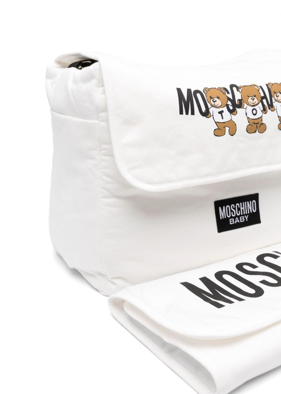 Moschino Kids Borsa Mamma Panna con Fasciatoio  con Logo Teddy Bear per Neonati
