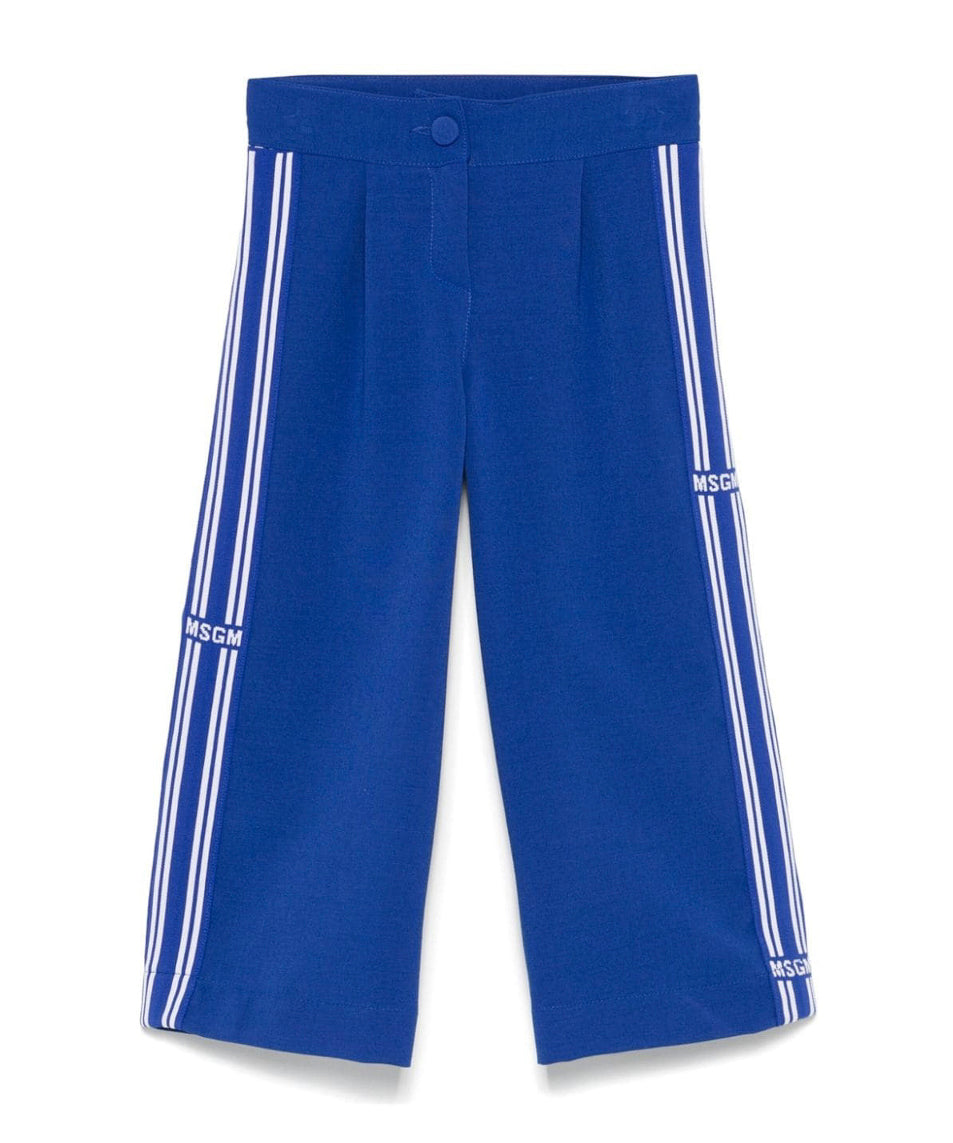 MSGM Kids Pantaloni Royal con Banda Logo per Bambine 