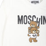 Moschino Kids Blusa Panna con Stampa Logo Teddy Bear per Neonati (detaglio)