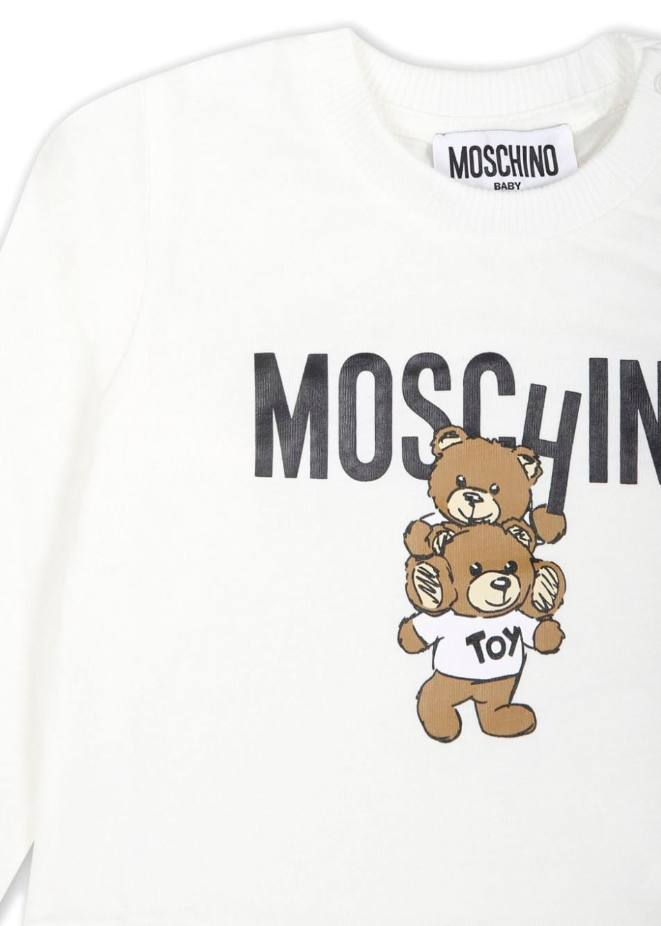 Moschino Kids Blusa Panna con Stampa Logo Teddy Bear per Neonati (detaglio)