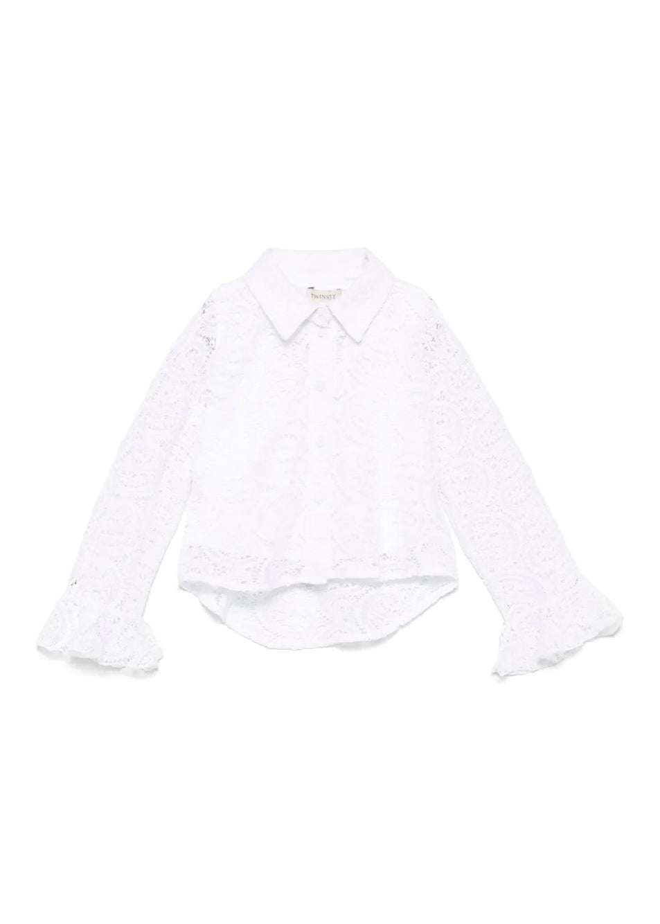 Twinset Kids White Macrame Lace Shirt for Girls
