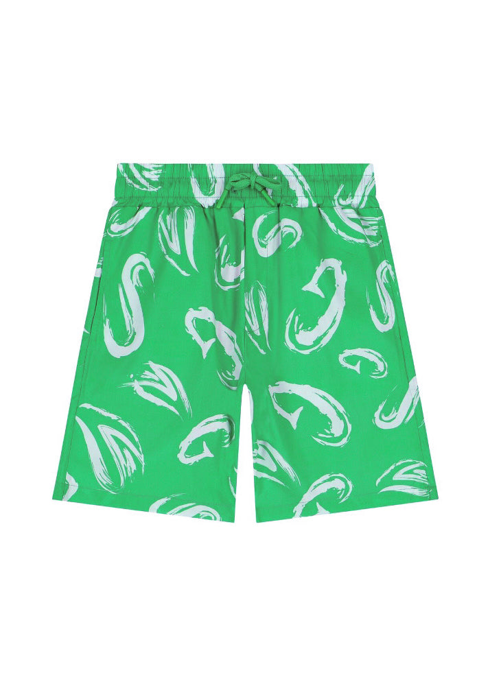 MSGM Kids Bermuda Verde con Stampa Astrattao