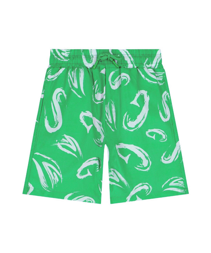 MSGM Kids Bermuda Verde con Stampa Astrattao