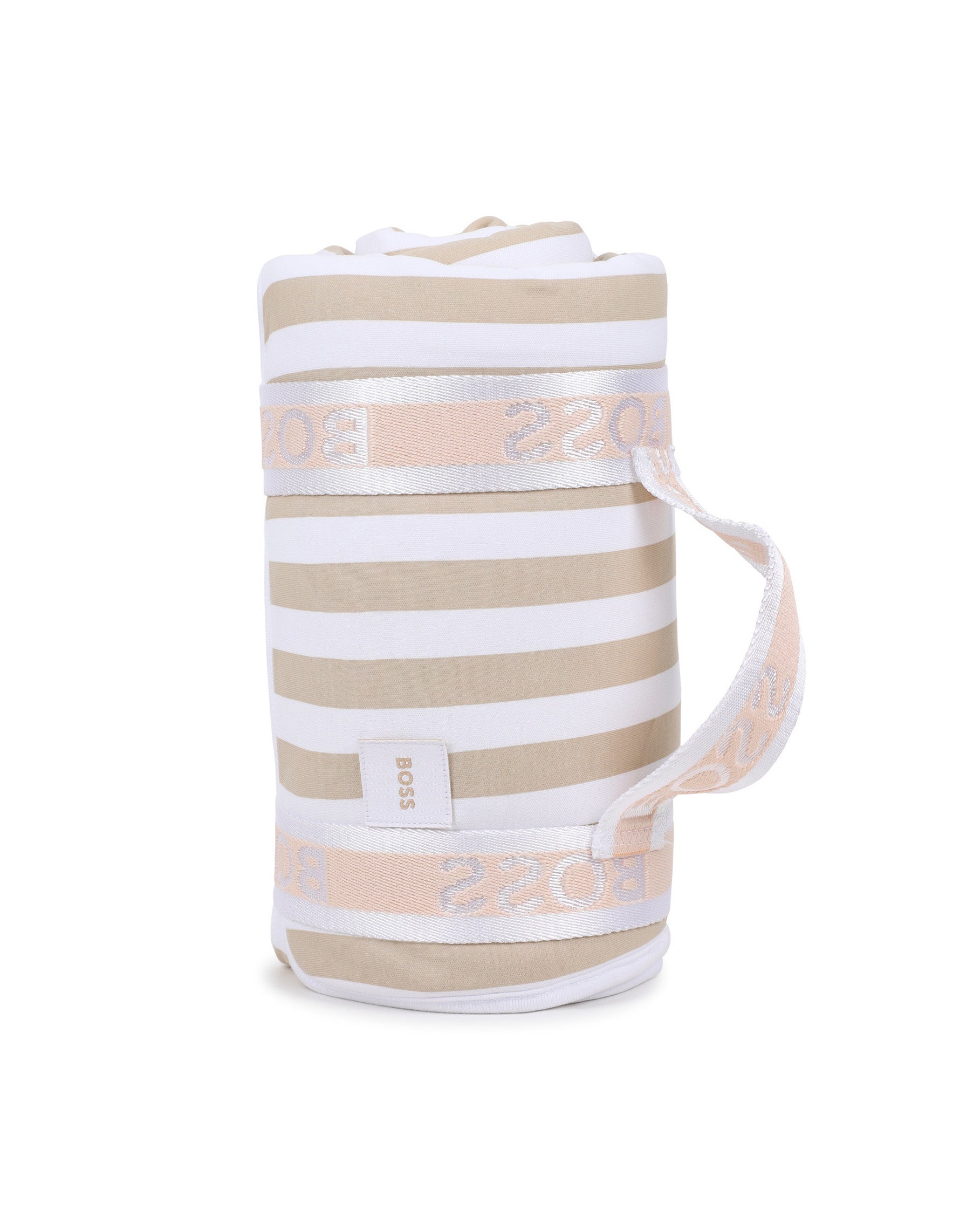 Boss Kids Coperta Beige/Bianco a Strisce per Neonati