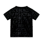 Iceberg Kids T-Shirt Nera con Logo All over per Neonati