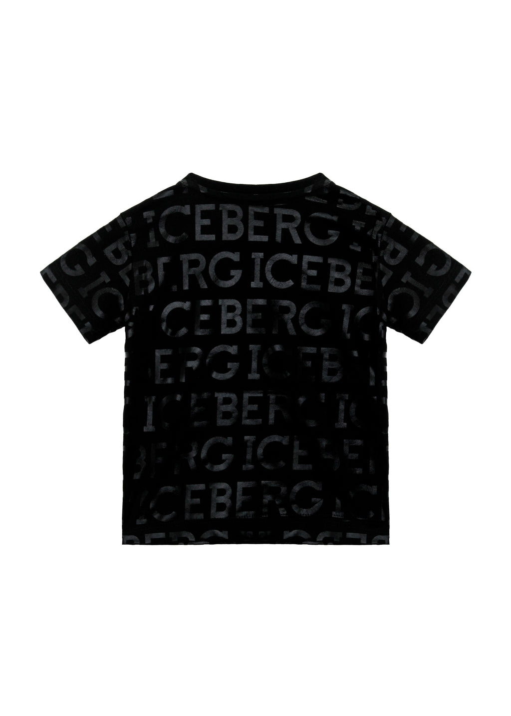 Iceberg Kids T-Shirt Nera con Logo All over per Neonati