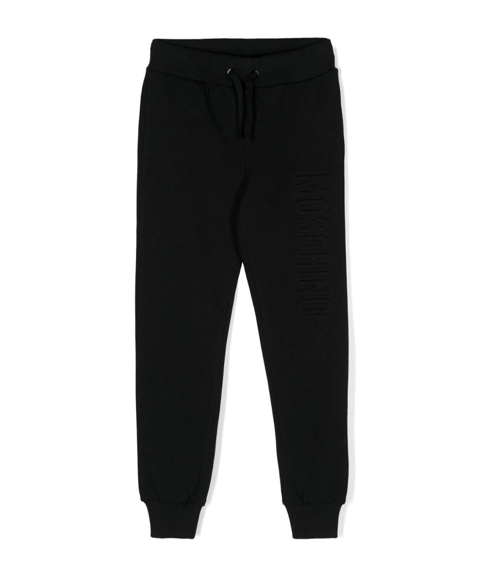 Moschino Kids Pantaloni Neri in Tuta con Ricamo per Bambini
