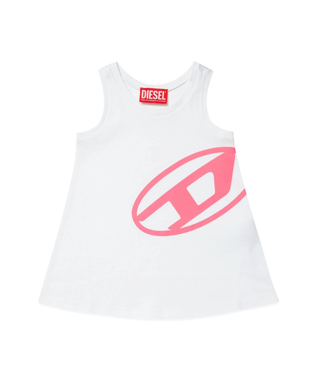 Diesel Kids Abito in Jersey Bianco per Neonate frontale