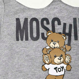 Moschino Kids Grey Teddy Bear Logo Print Baby Romper