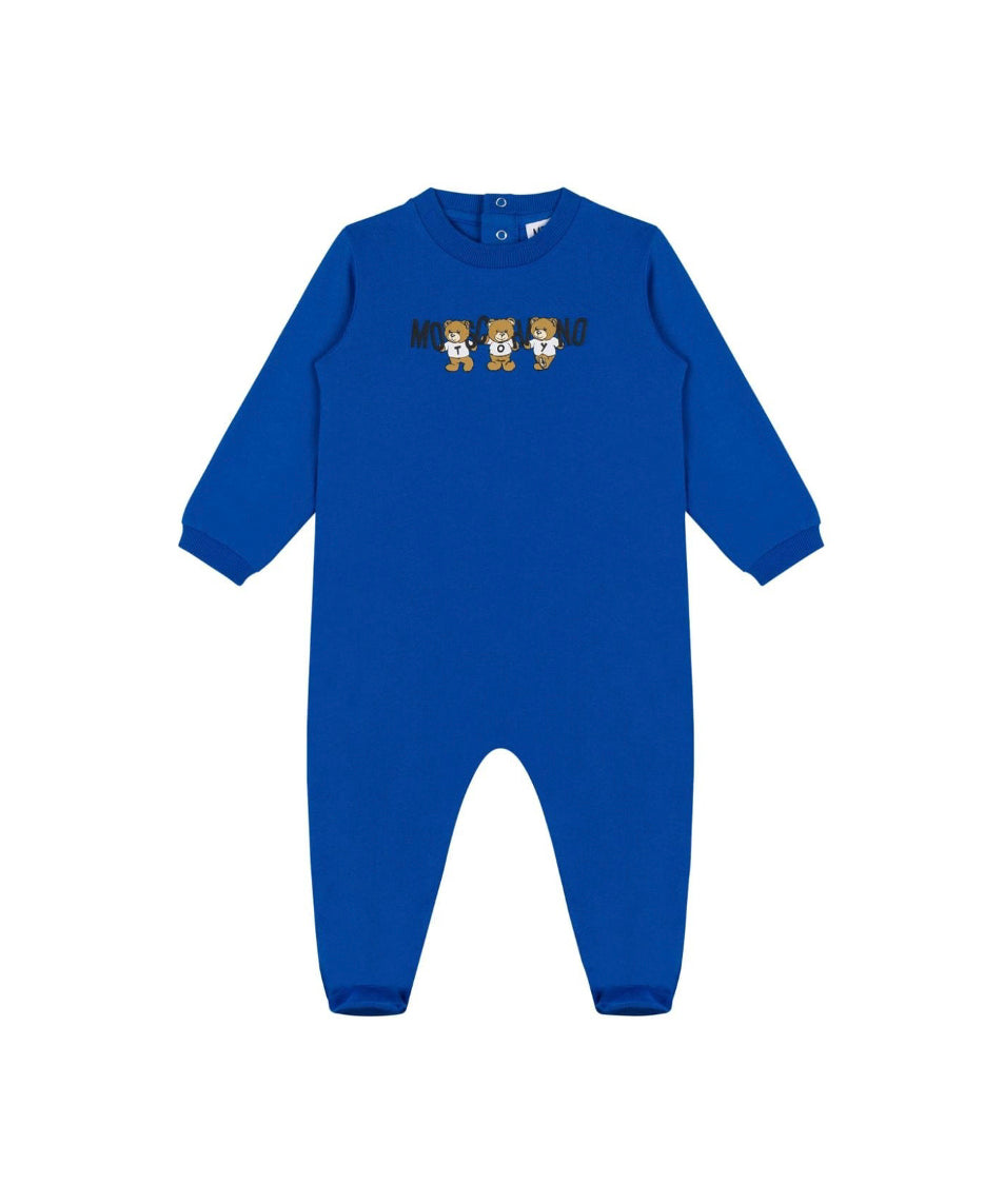 Moschino Kids Tutina Blu con Stampa Teddy Bear per Neonati
