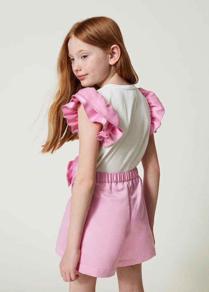 Twinset Kids Completo T-Shirt in Jersey e Shorts in Raso