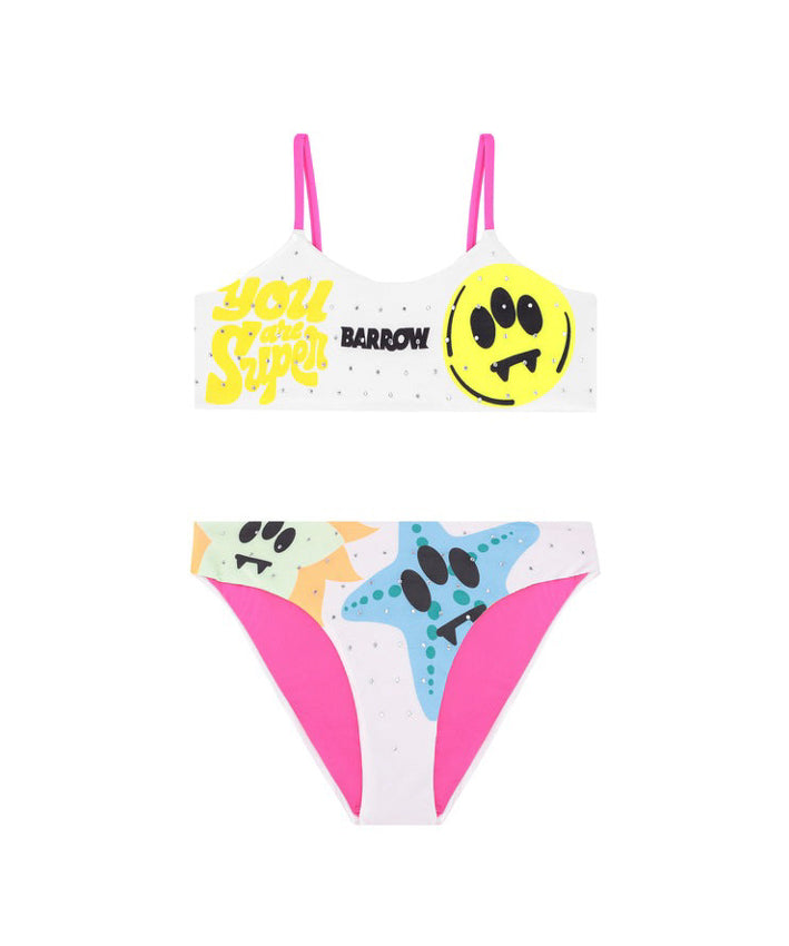 Barrow Kids Costume Bikini Crema con Stampa per Bambine