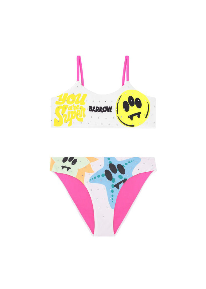 Barrow Kids Costume Bikini Crema con Stampa per Bambine