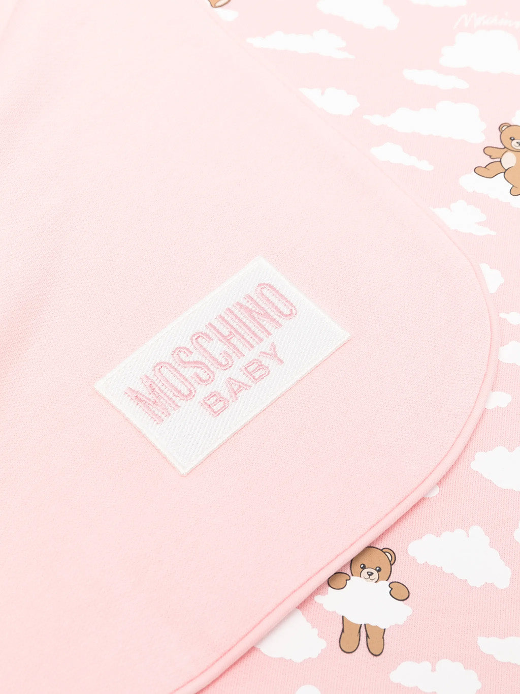 Moschino Kids Coperta Double-Face Rosa con Fantasia Logo per Neonata