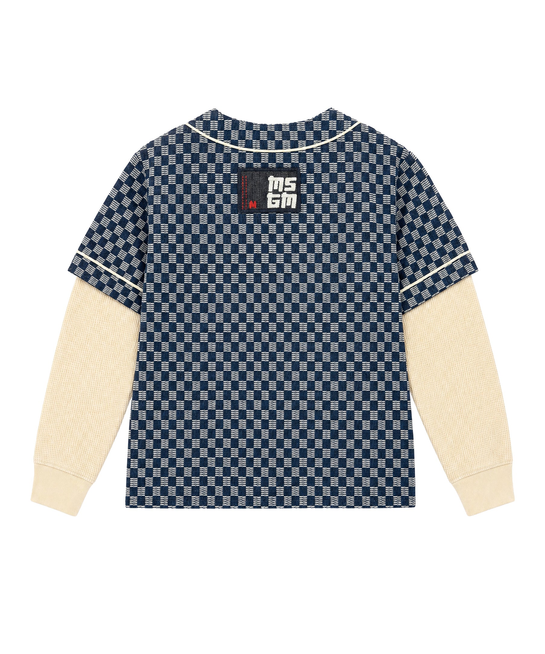 MSGM Kids Camicia a Quadri in Denim Doppia Manica per Bambini
