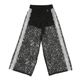 Pinko Kids Pantalone Palazzo in Pizzo Nero e Latte con Charm per Bambine
