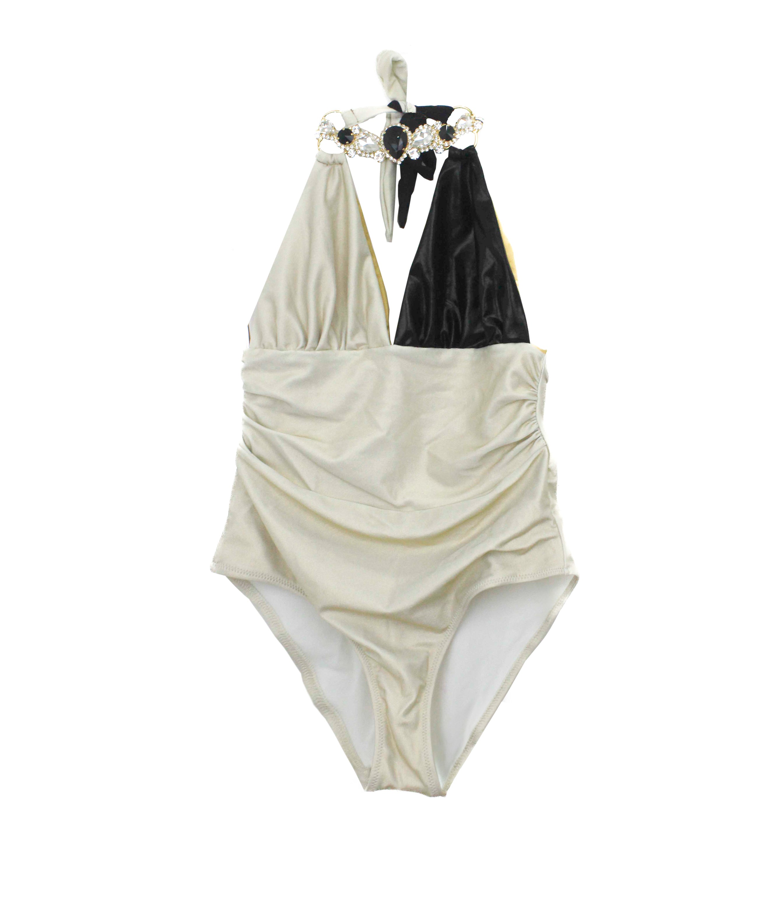 Ilaria Vitagliano Costume Monokini Oro/Neroper Bambine (FRONTE)