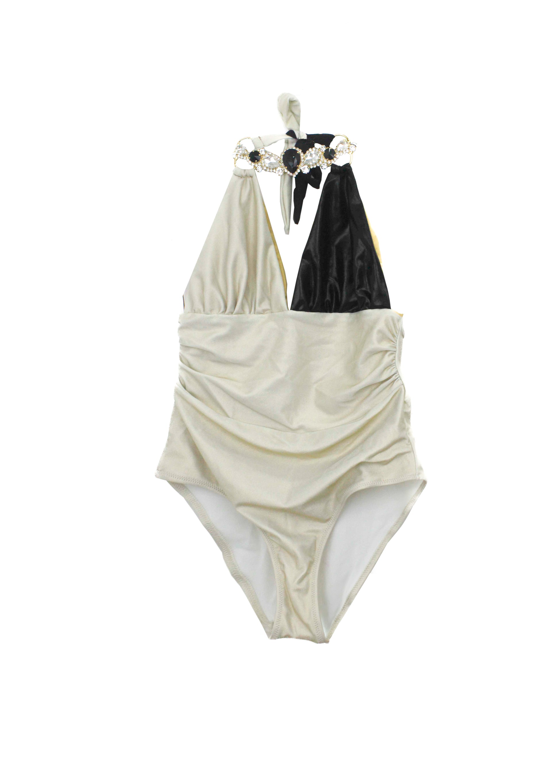 Ilaria Vitagliano Costume Monokini Oro/Neroper Bambine (FRONTE)