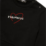 Dsquared2 Kids Felpa Nera con Stampa Logo e Cuore per Neonate (dettaglio)