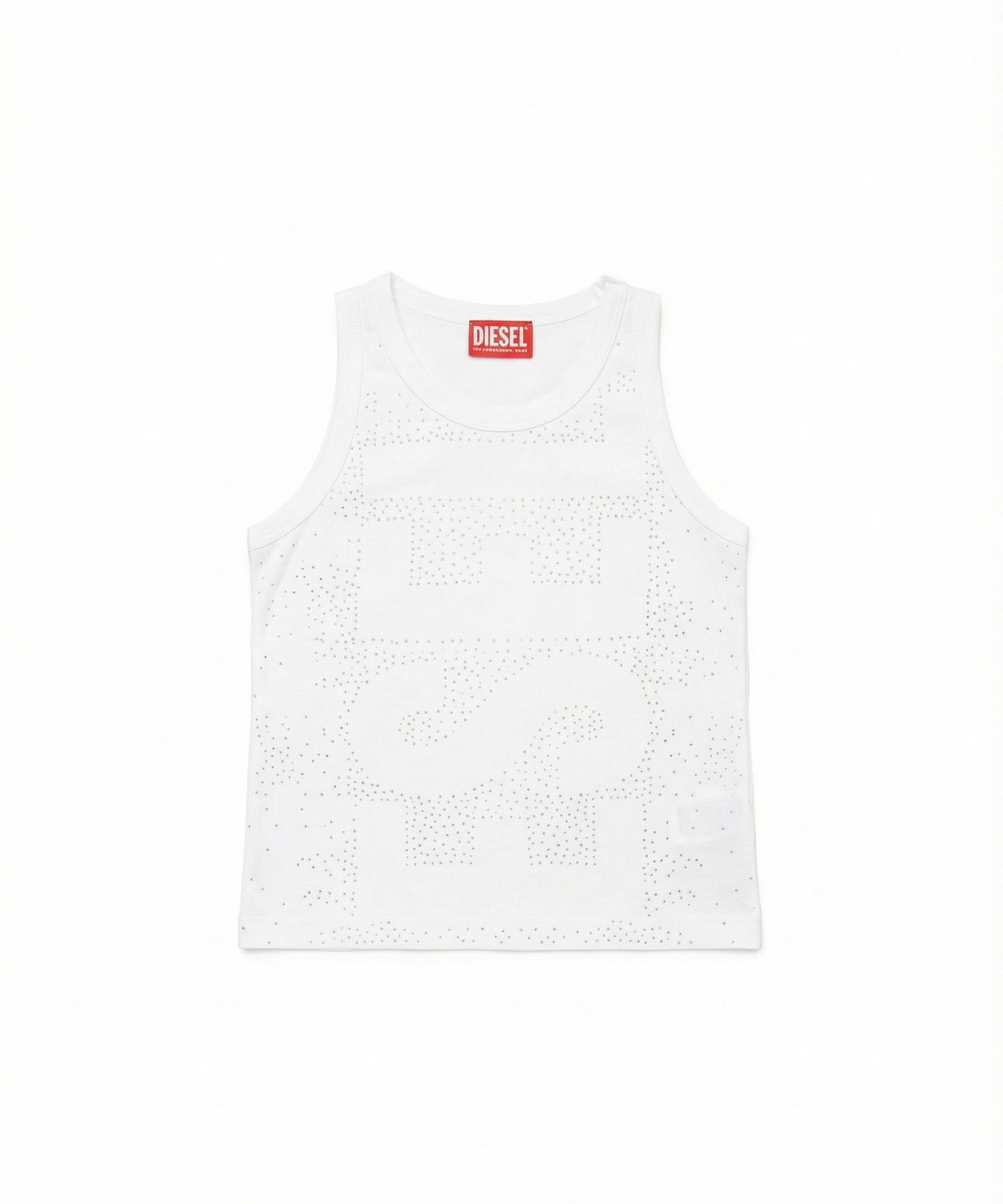 Diesel Kids Canotta con Strass Logo in Negativo per Bambini