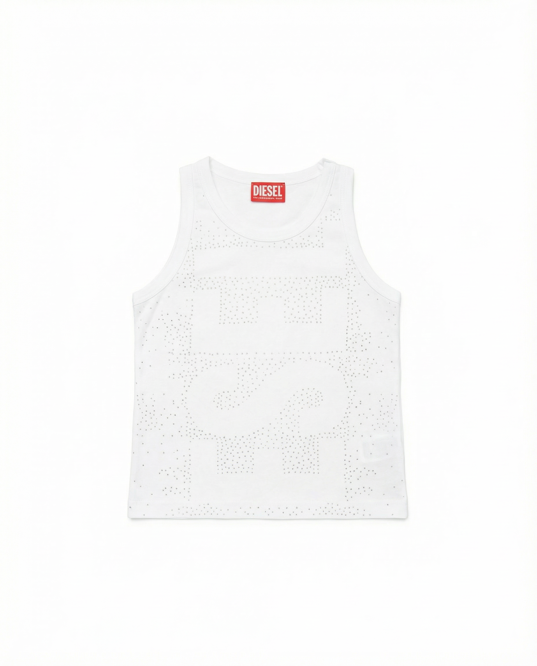 Diesel Kids Canotta con Strass Logo in Negativo per Bambini