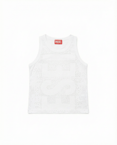Diesel Kids Canotta con Strass Logo in Negativo per Bambini