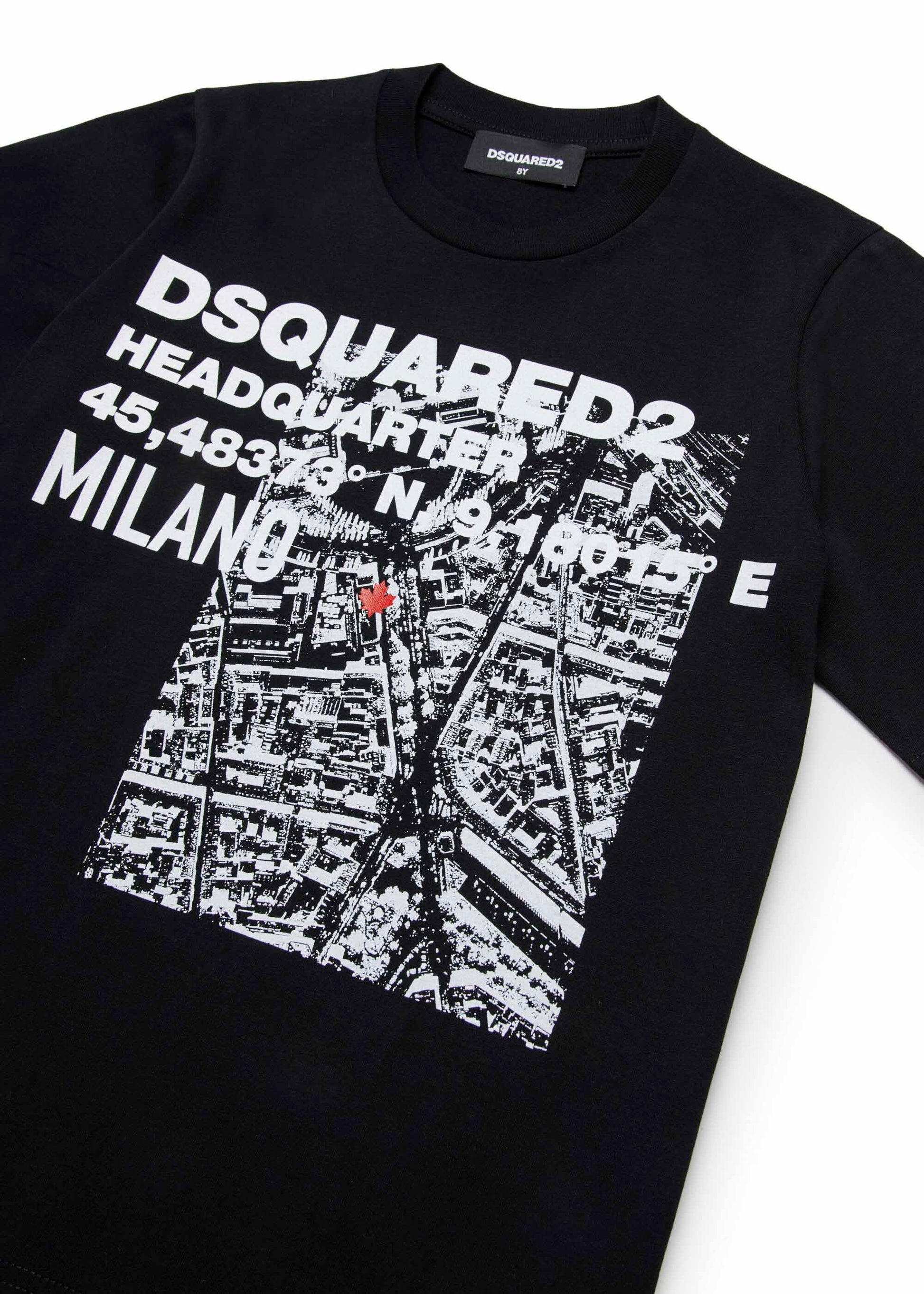 Dsquared2 Kids T-shirt Nera D2 Headquarter per Bambini