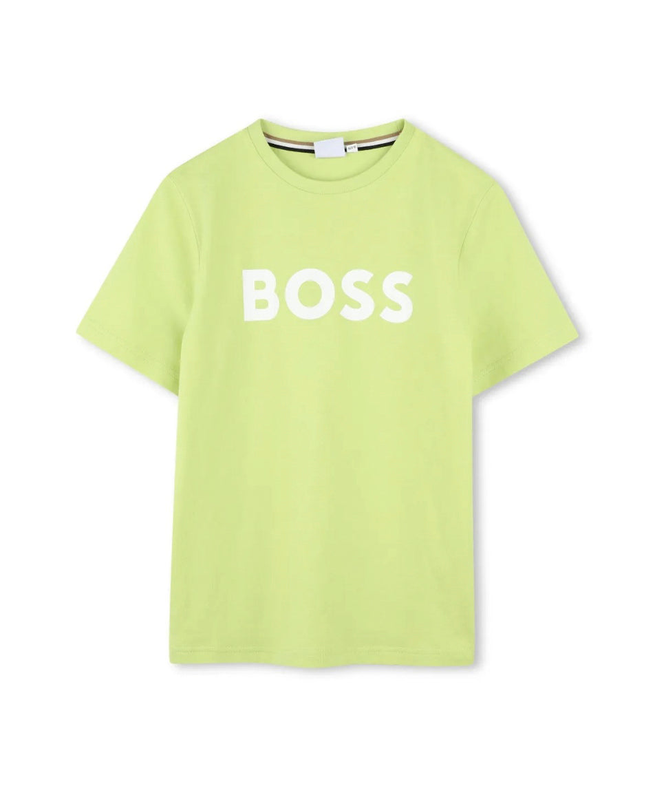 Boss Kids T-shirt Lime con Stampa per Bambini