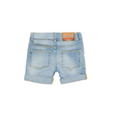 Diesel Kids Short in Jeans Chiaro con Abrasioni per Neonati