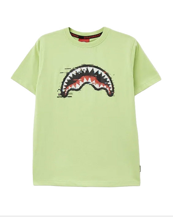 Sprayground Kids T-Shirt Verde Salvia con Stampa per Bambini