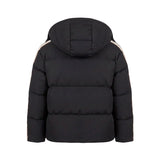 Palm Angels Kids Piumino Nero con Cappuccio e Bande Laterali per Bambini