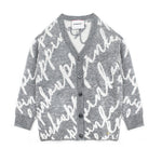 Pinko Kids Cardigan Grigio con Logo All-over per Bambine