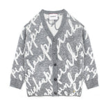 Pinko Kids Cardigan Grigio con Logo All-over per Bambine