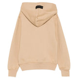 MSGM Kids Felpa con Cappuccio Cammello con Logo Nero per Bambine