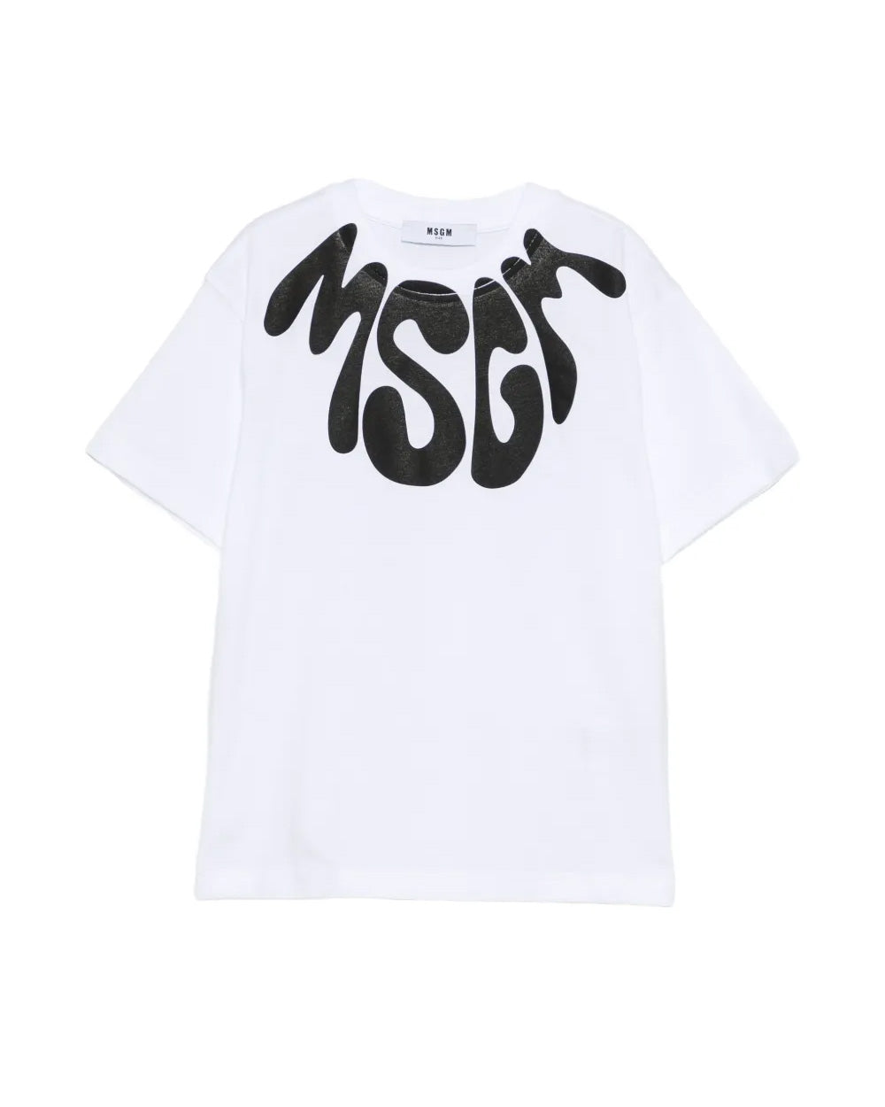 Msgm Kids T-Shirt Bianco con Stampa Nero Unisex