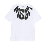Msgm Kids T-Shirt Bianco con Stampa Nero Unisex