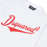 Dsquared2 Kids T-shirt Bianca con Stampa Logo Rossa a Contrasto Unisex per Bambini