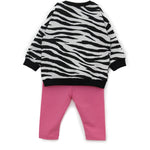 Moschino Kids Felpa Zebrata con Leggings Fucsia per Neonate (retro)