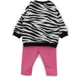 Moschino Kids Felpa Zebrata con Leggings Fucsia per Neonate (retro)