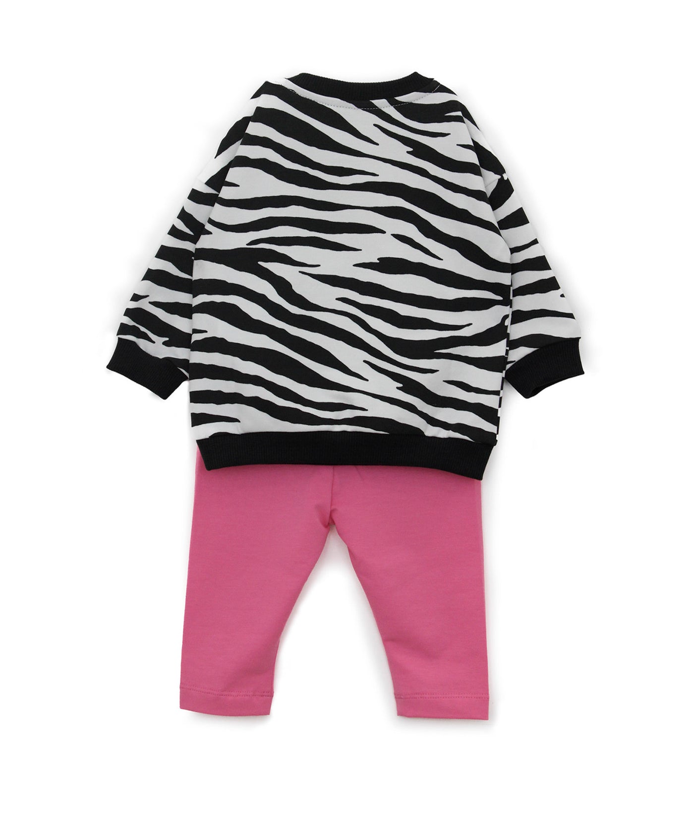 Moschino Kids Felpa Zebrata con Leggings Fucsia per Neonate (retro)