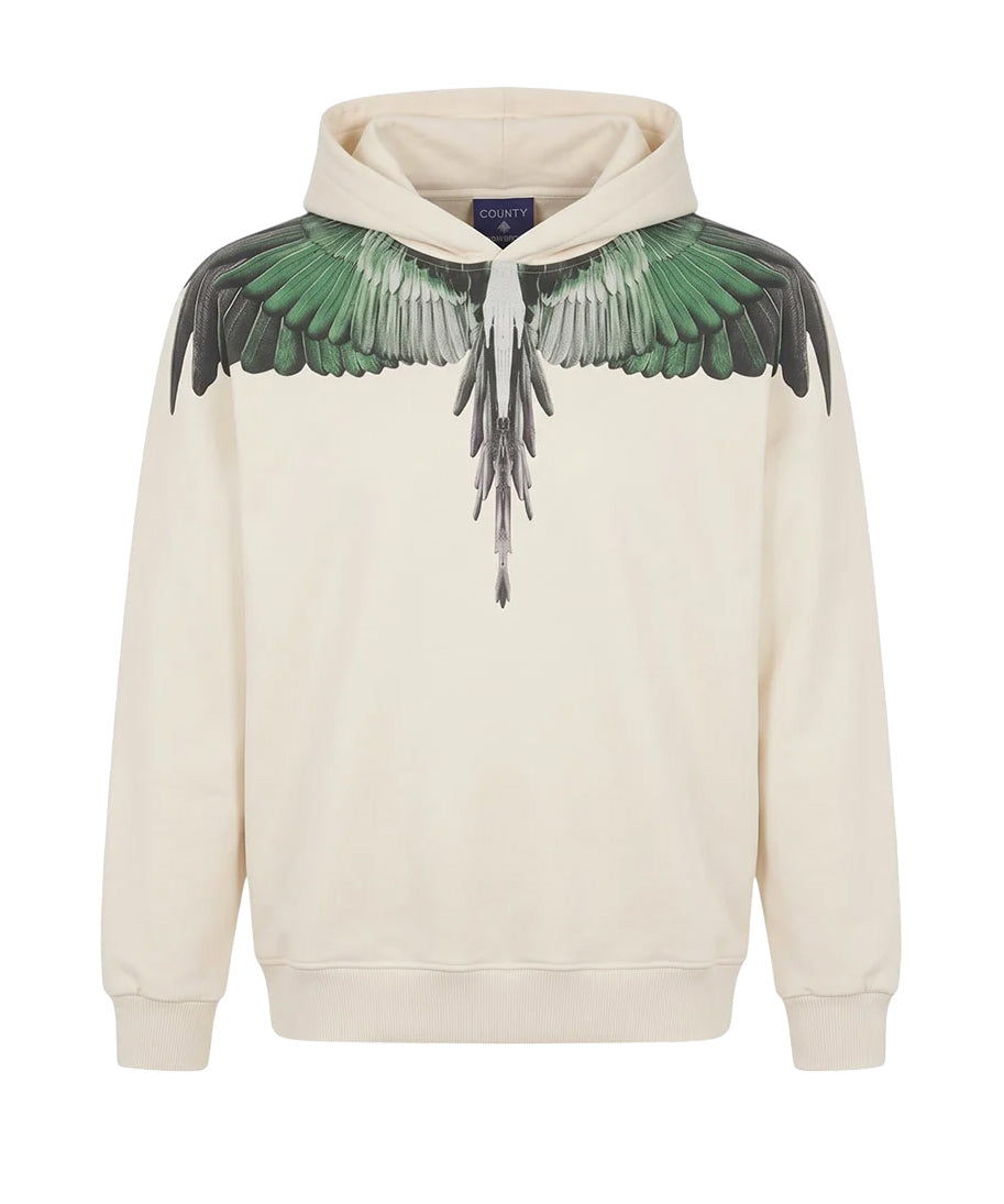 Marcelo Burlon County of Milan Kids Felpa Cocco con Stampa Ali Verde per Bambini