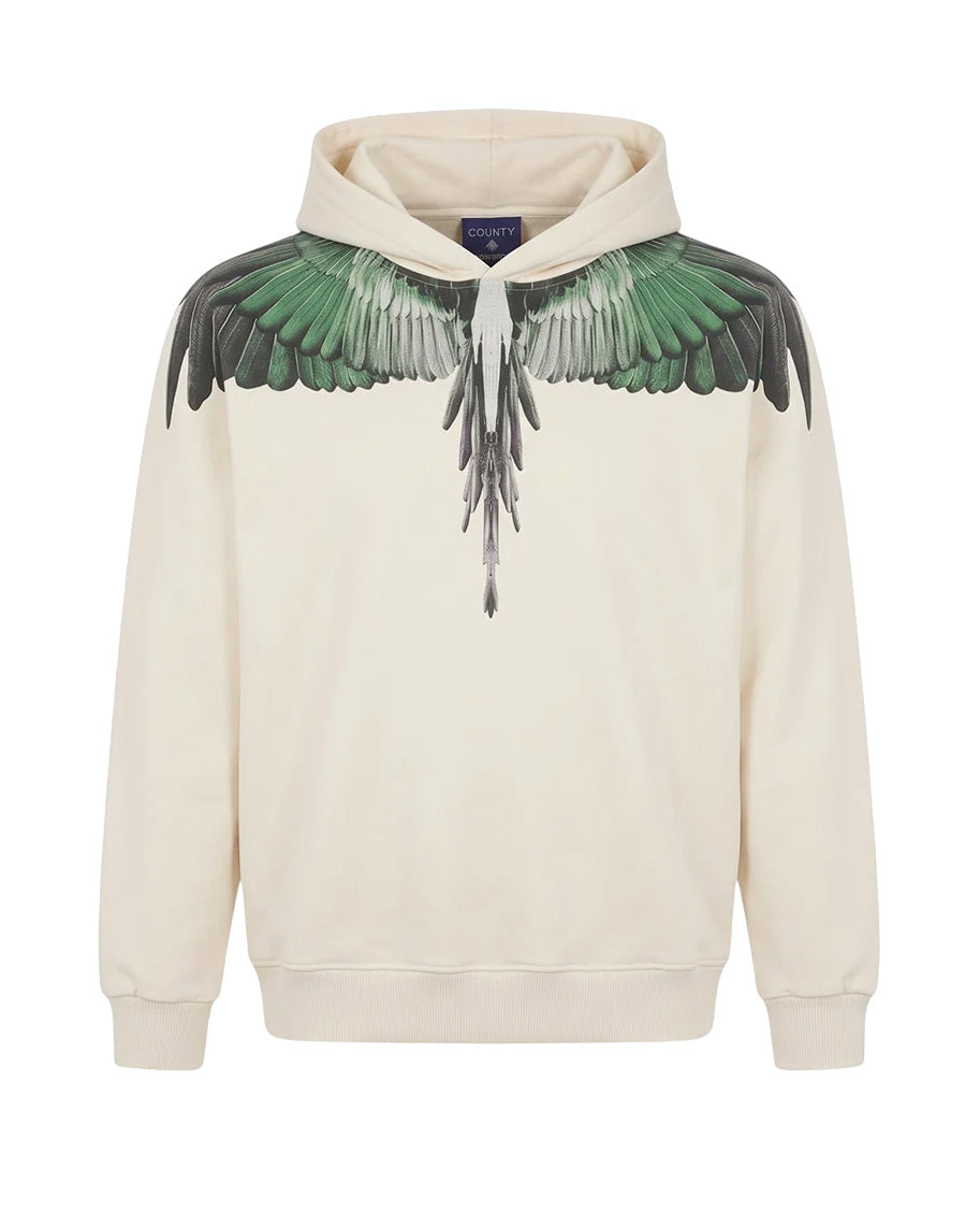 Marcelo Burlon County of Milan Kids Felpa Cocco con Stampa Ali Verde per Bambini