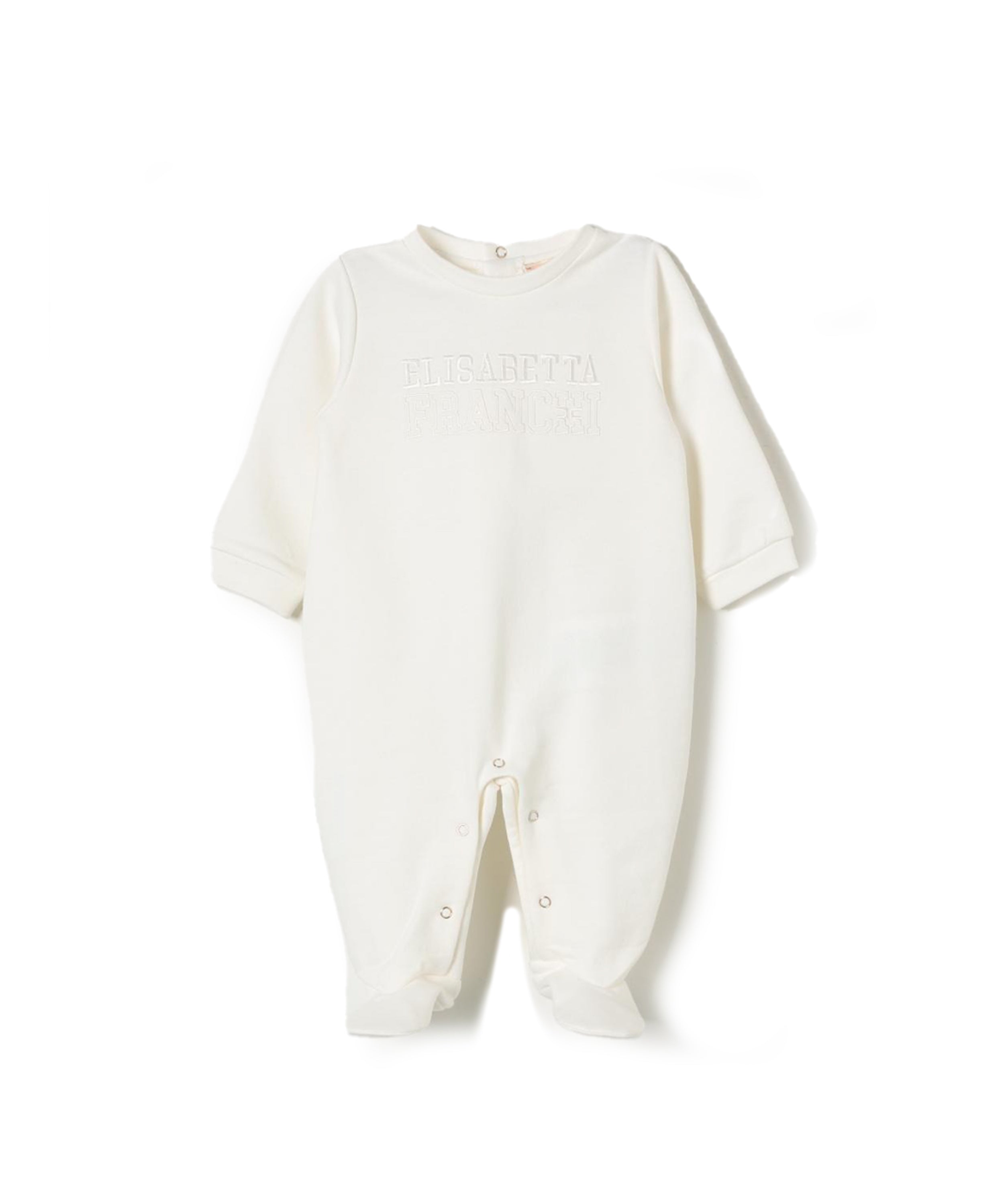 Elisabetta Franchi La Mia Bambina Tutina Panna con Ricamo Logo per Neonate