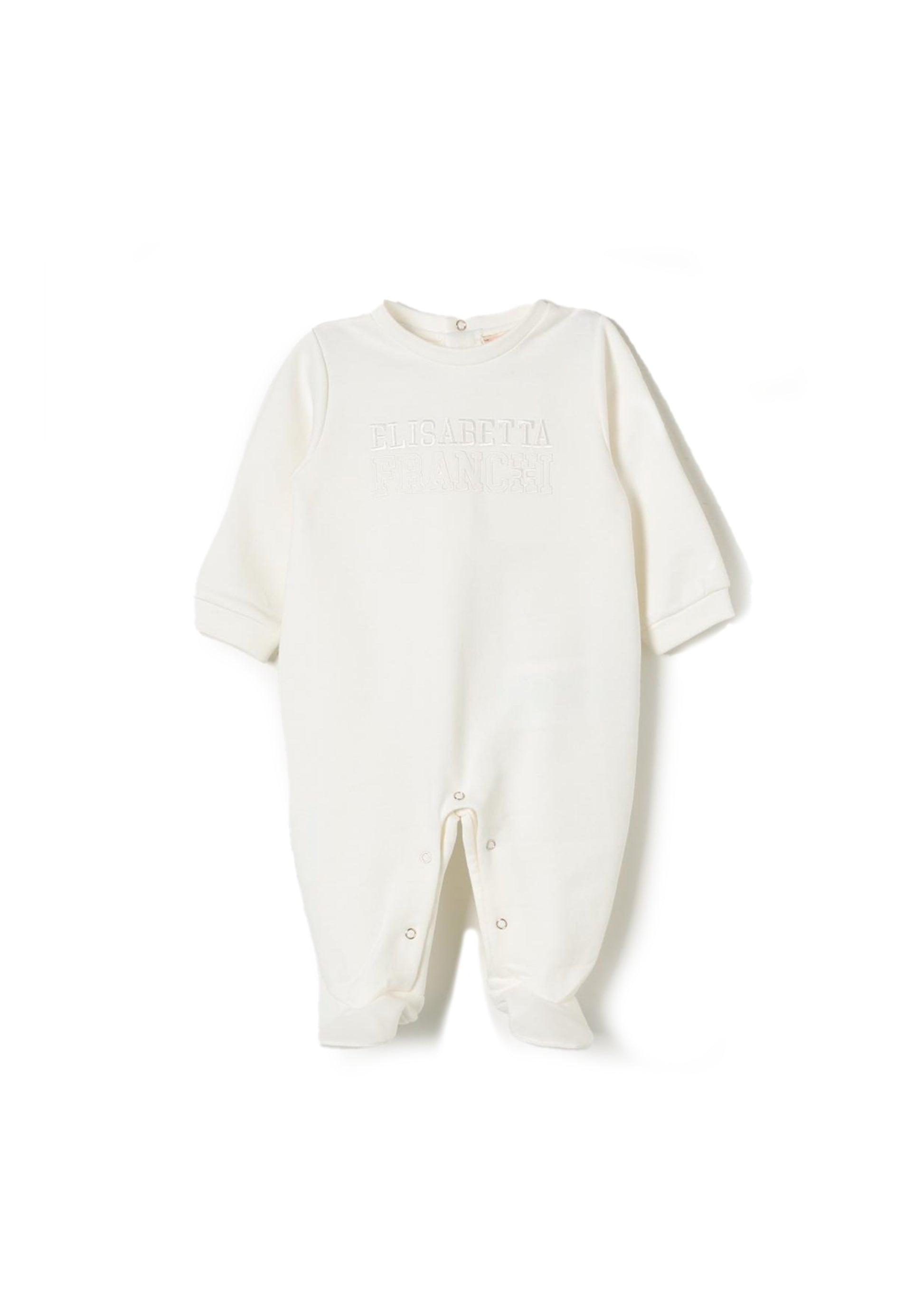 Elisabetta Franchi La Mia Bambina Tutina Panna con Ricamo Logo per Neonate