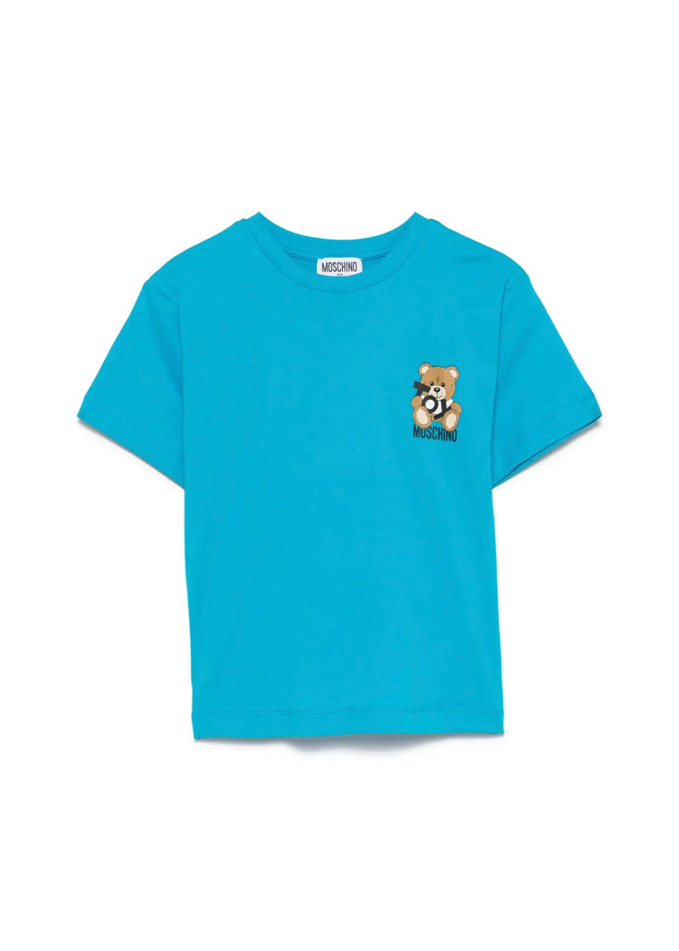 Moschino Kids T-shirt Azzurra con Stampa Toy per Bambini